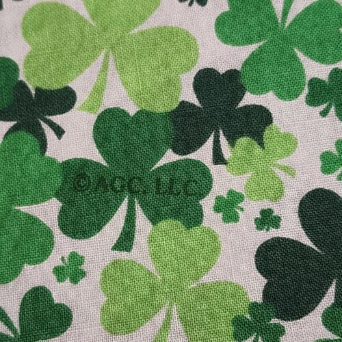 Green And White Linen Tablecloth with Shamrocks 96 x 42 Inches Vintage