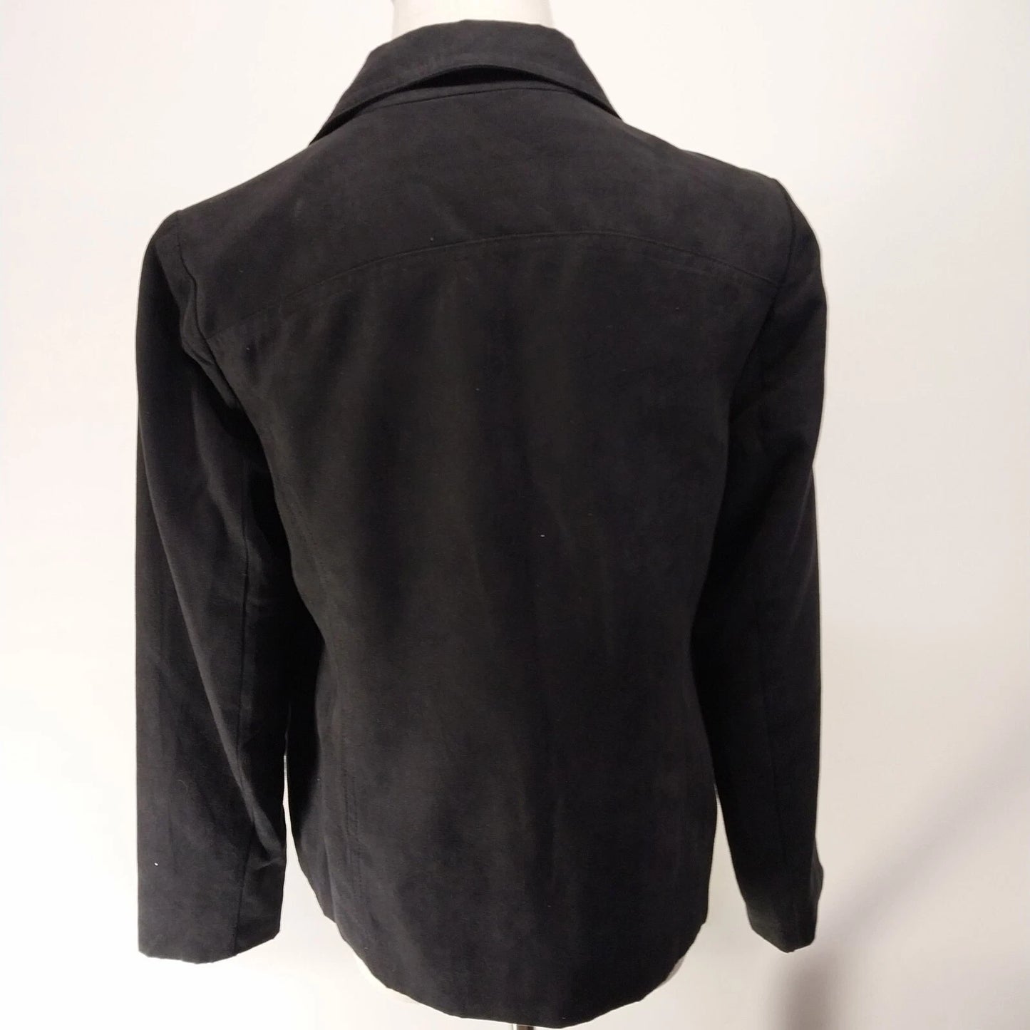 Studio Works Women’s Black Zip Jacket Size 4P Lightweight Notched Collar Petite