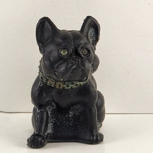 Westmoreland Black Amethyst French Bulldog Dog Figurine Crystal Eyes Vintage 2.5