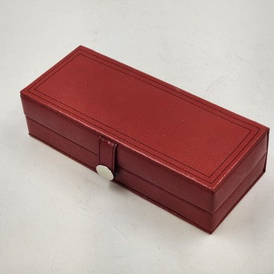 Hato Hasi Red Faux Leather Jewelry Travel Case Snap Closures Removable Pouches
