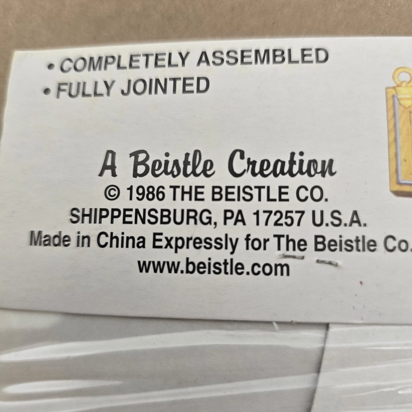 Beistle Pilgrim Boy Jointed Die Cut Cardboard 25" Thanksgiving Decor 1986 Vtg