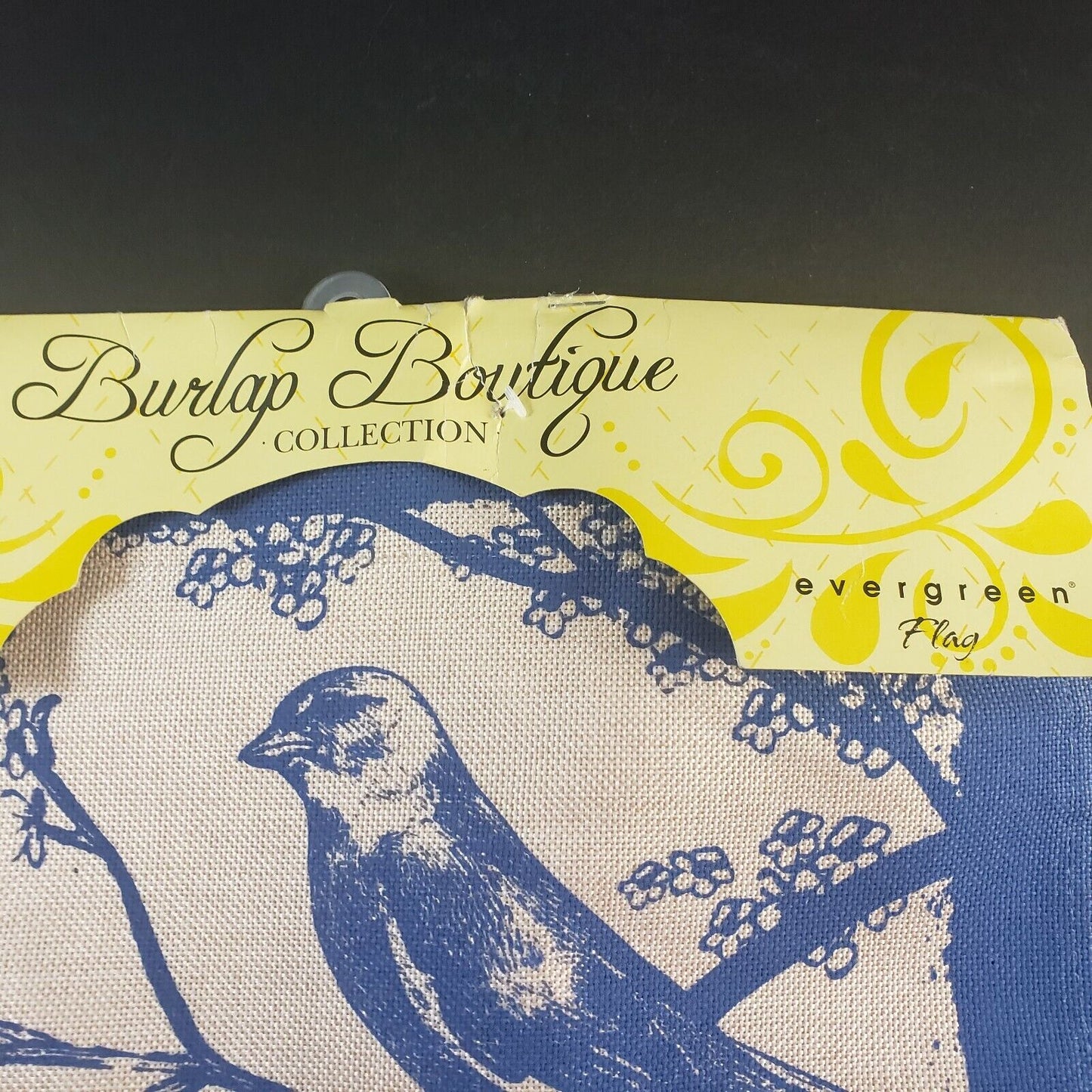 Evergreen Blue Birds Burlap Boutique Garden Flag 18x12 Outdoor Decor