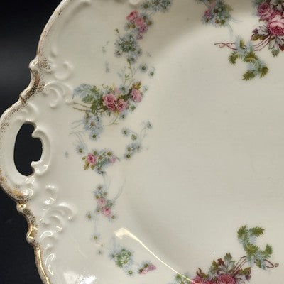 Haviland Limoges "Rebecca" Round Serving Tray – 10" Porcelain with Scalloped Edge, Raised Trellis & Rose Floral Design – Vintage French Tableware