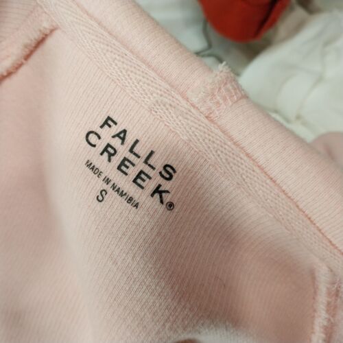 Falls Creek Women's Small Pink Hooded Zip-Up Knit Jacket 100% Cotton Lightweight