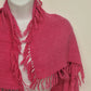 Glentex Pink Rebozo Scarf Handwoven Cotton Fringe 28x28