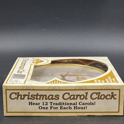 Feldstein Snowman Family Christmas Wall Clock 8" Plays 12 Carols Light Sensor