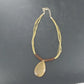 Linea Pele Brushed Gold Teardrop Pendant Necklace With Multi Strand Brown Cord
