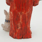 Christmas Santa Claus Resin Figurine Carved Look Holding Tree w Rabbit at Feet