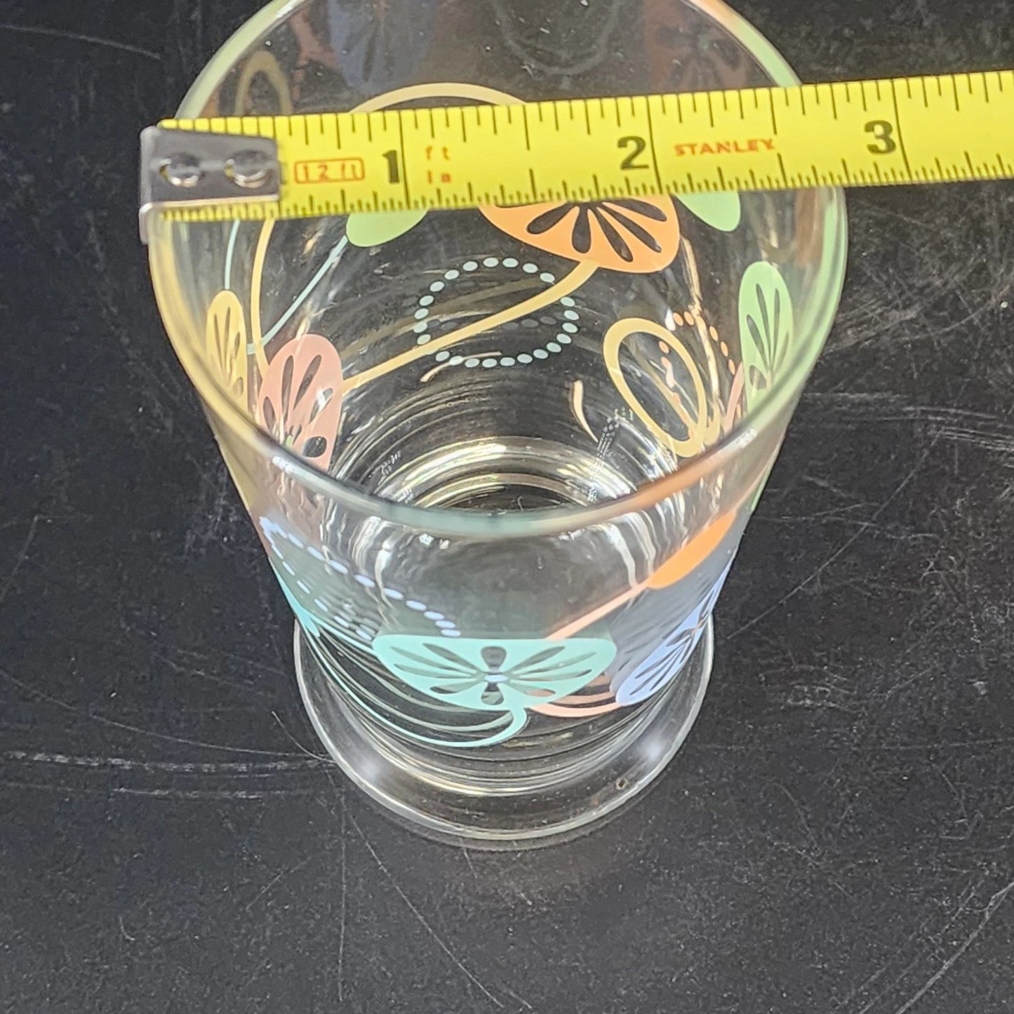 Libbey Atomic Starburst Juice Glasses 4 MCM Flower Power 5” 1970s Vtg Drinkware