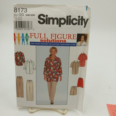 Simplicity 8173 Sewing Pattern Shirt Pants Shorts Full Figure Uncut Size 26W-32W