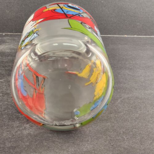 Sesame Street Cannister Characters Flying Airplanes Glass Container Lid Vintage