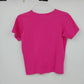 Bill Blass Jeans Women's Small Pink V Neck T Shirt Stretch Cotton Short Sleeve