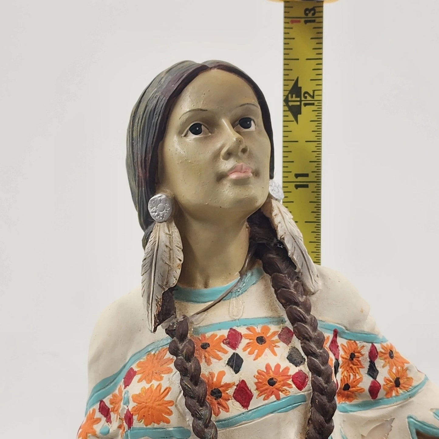 Universal Statuary Native American Indian Maiden Figurine Basket Resin 13" Vtg