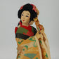 Japanese Geisha Doll 14" Wood Stand Noisemaker Drum Kimono Display Vintage