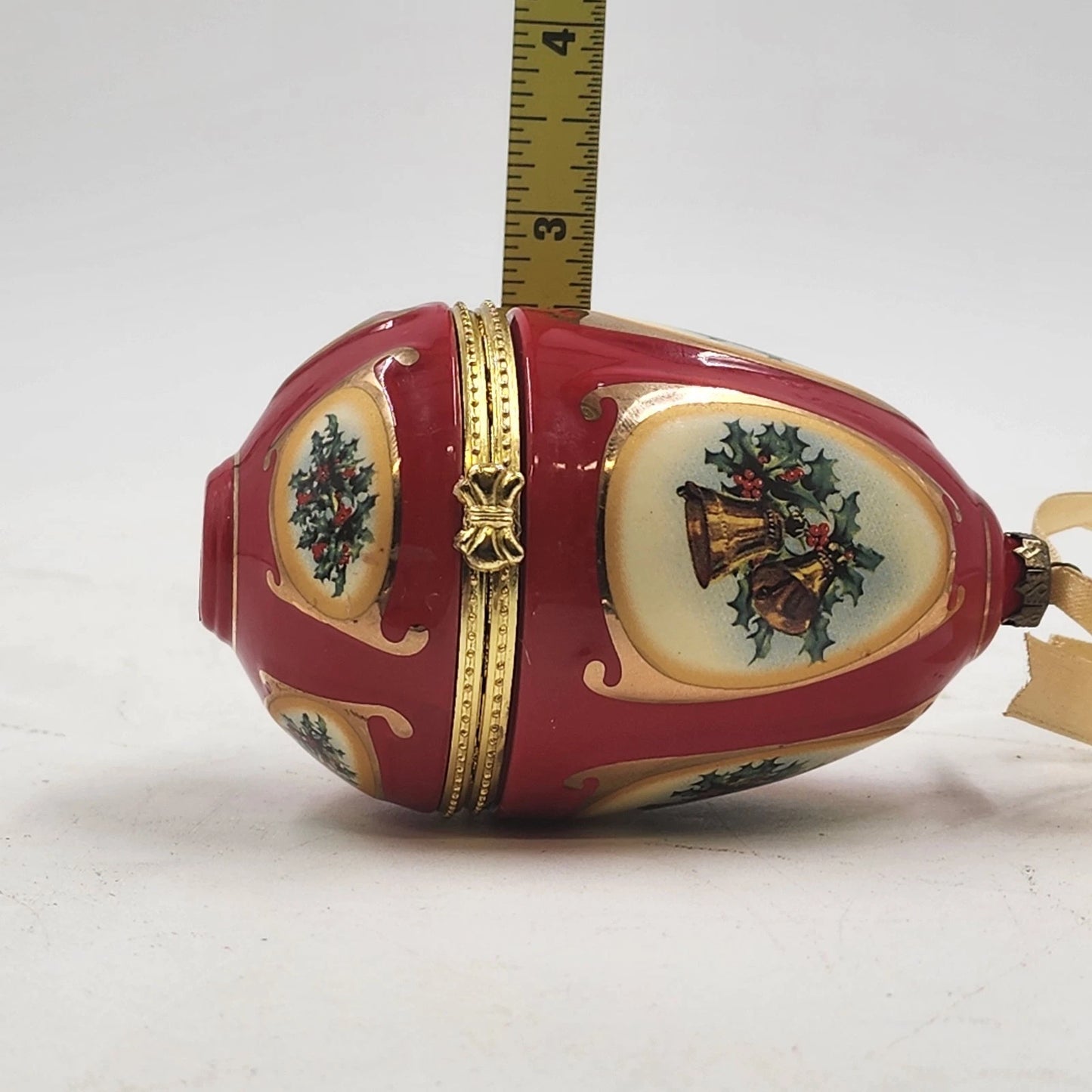 Mr Christmas Egg Trinket Music Box Ornament Bell Valerie Parr Hill Porcelain Vtg