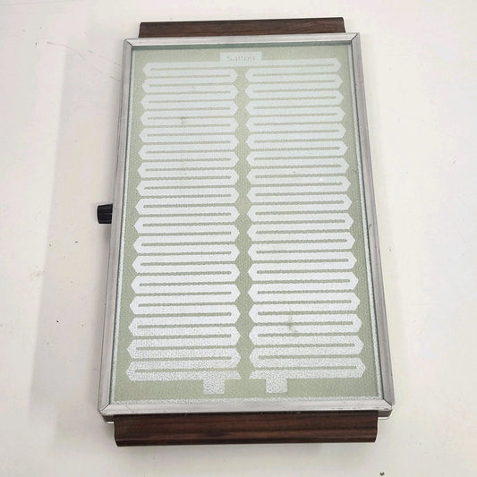 Salton Hotray H-122 Electric Food Warmer Glass Tray 16" Woodgrain Vintage