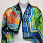 Geometric Silk Blend Square Scarf 34" Abstract Colorful Print Roll Edge