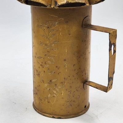 Italian Metal Lantern Taper Holder Vintage Amber Yellow Cone Rustic Candle Lamp