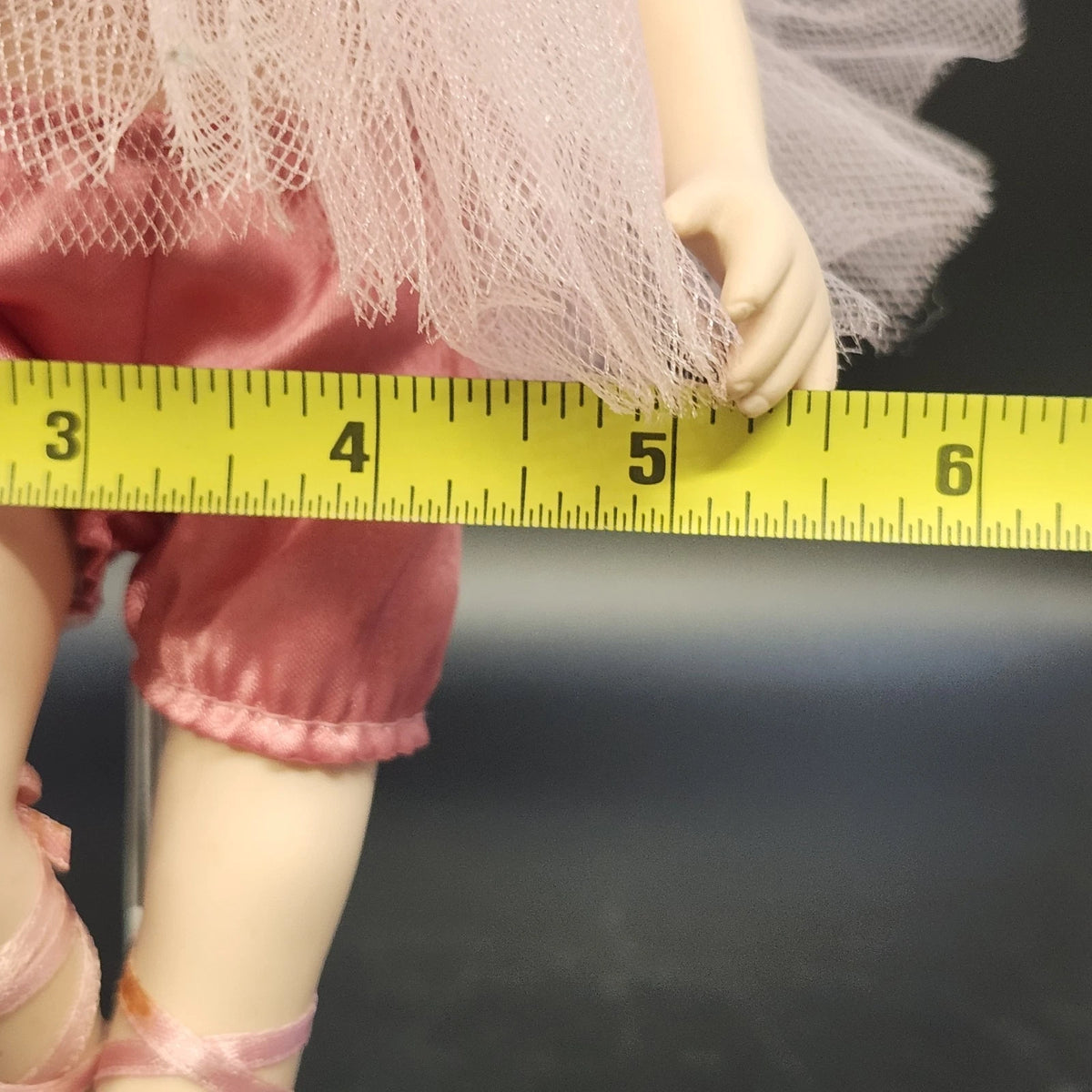Porcelain Ballerina Doll Blonde Blue Eyes Pink Tutu Shoes Ballet Pose Stand 12"