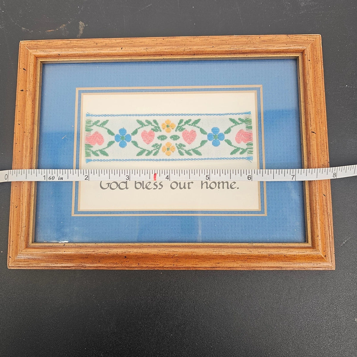 Isidore Limited God Bless Our Home Framed Needle Wall Art 6" x 8" No. 218 Vtg