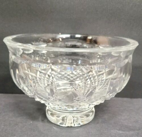 Waterford Crystal Killarney 6" Clear Footed Bowl Crosshatch Fan Pattern EUC