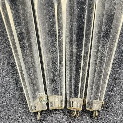 4 Icicle Spear Crystal Glass Antique Chandelier Prisms 3"x0.5" w Wire Connector