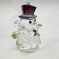 Snowman Christmas Ornament 4" Acrylic Clear Faceted w Red Top Hat & Rhinestones