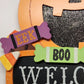 Halloween Pumpkin Welcome Sign Wall Decor Glitter Candy Indoor Outdoor 10.5"x10"