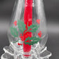 Indiana Glass Holly 3 Pc Clear Candlelamp Set Red Candle Holiday Classics USA