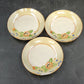 Japan Porcelain Demitasse Saucers Hand Painted Floral Orange Trim 3.25" 3pc Vtg