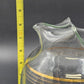 Round Bubble Shape Clear Glass Pitcher with 3 Gold Stripes & Ice Lip 8.5” 1950's