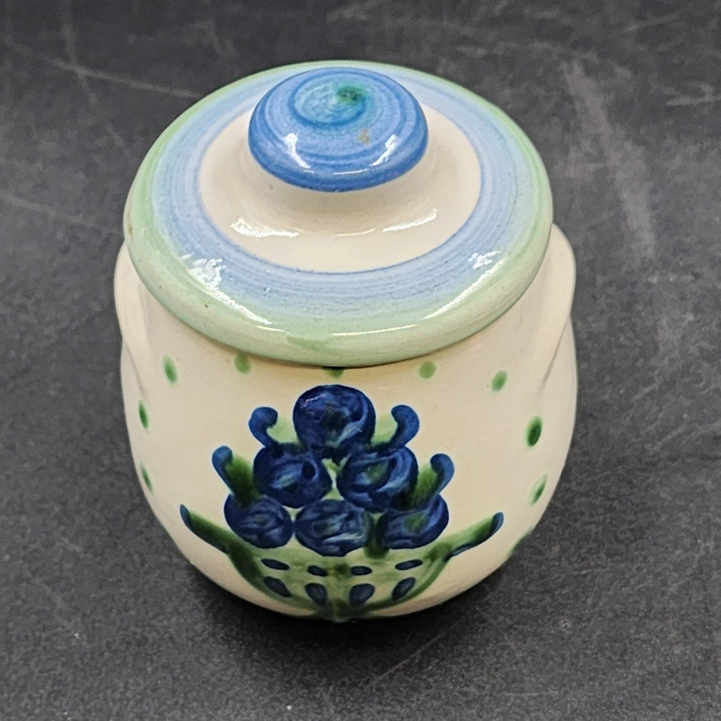 Hadley Bouquet Oversize Sugar Bowl and Lid M A Hadley Pottery Blueberry Design