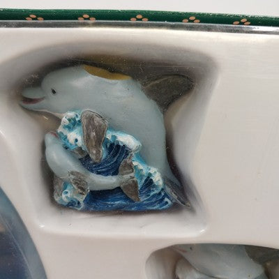 Ranger Polyresin Miniature Tea Set Dolphins & Sea w/ Box Collectible Decor
