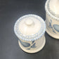 Blue Heart Canister Set 3 Lidded Ceramic Stoneware Farmhouse Kitchen Jars 1980s