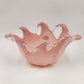 Murano Glass White Crystal Pink Bowl Handmade Italy Italian Blown Glass Oblong