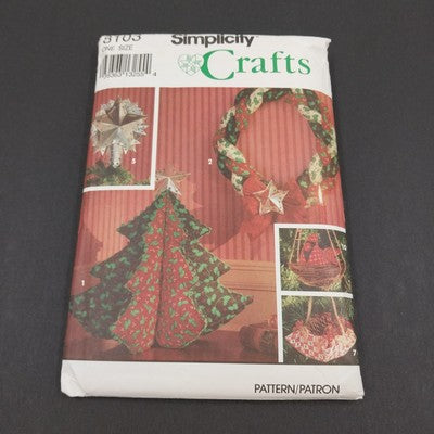 Simplicity Craft 8103 Vtg Sewing Pattern 1992 Cut Christmas Ornament Tree Wreath
