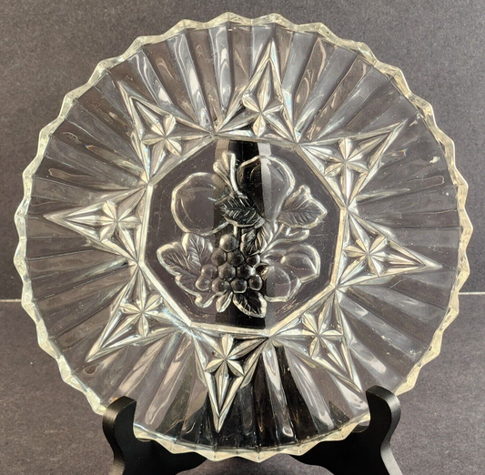 Federal Cut Glass Pioneer Pressed Fruits & Vegetable 8" Diam Dessert Salad Plate