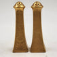 Stouffer Germany Metal Gold Daisy Table Salt & Pepper Shaker 4.5" Corked Antique