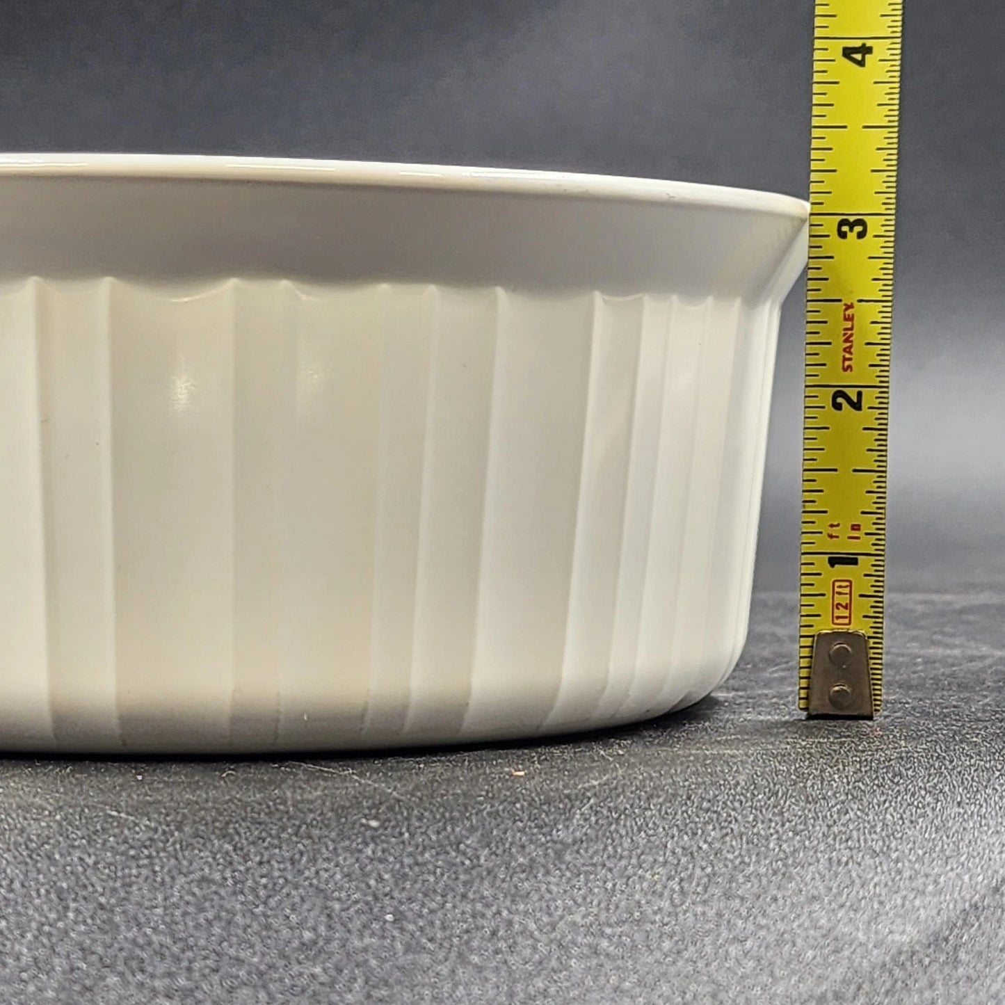 Corning Ware Round Casserole Dish French White F5B 1.5 Quart Soufflé Stoneware