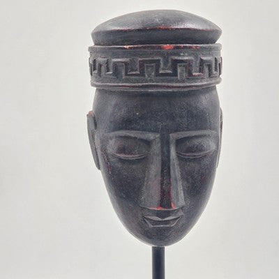 Wooden African Sculpture Tribal Face Art Mask Figurine Ethnic Home Decor 12"x3"