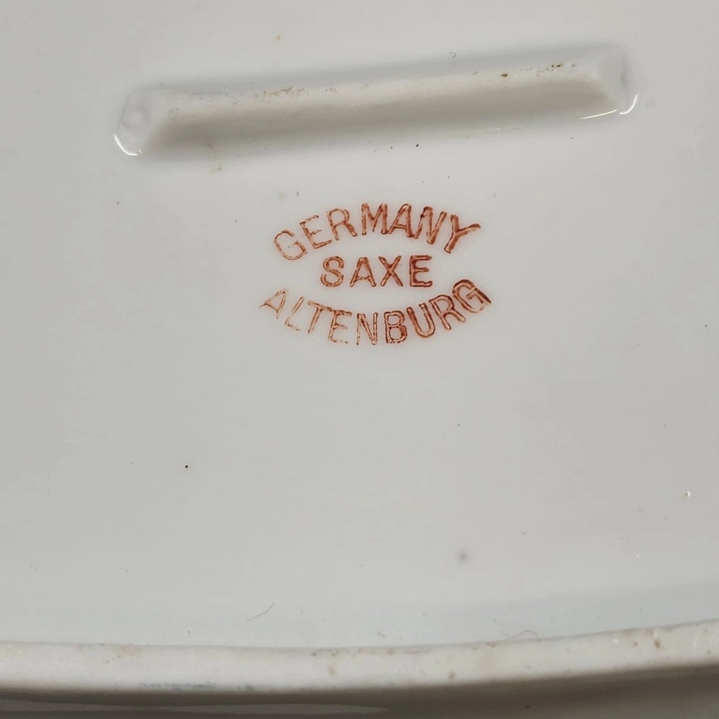 Saxe Altenburg German Green Porcelain Celery Dish 13" Floral Gold Gilt Antique