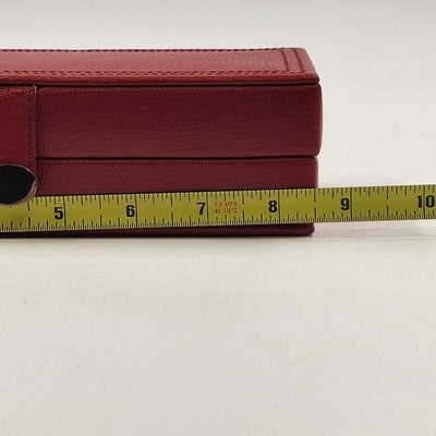 Hato Hasi Red Faux Leather Jewelry Travel Case Snap Closures Removable Pouches