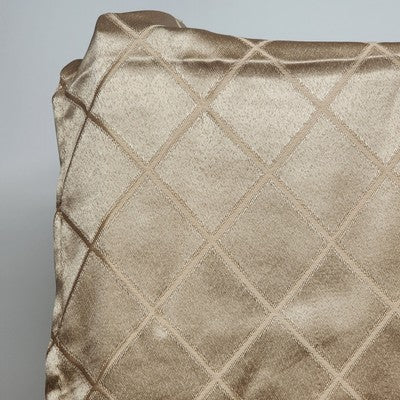 Smooth Light Golden Beige Woven Diamond Pattern Two Rod Curtain Panels 82"x38"