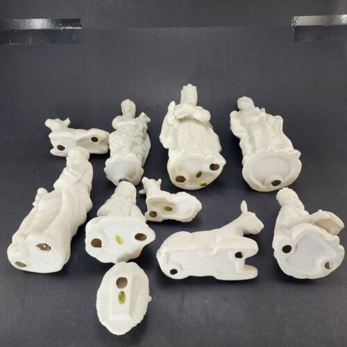 Home Accents 10 Piece Nativity Set Bisque White Ceramic 7½" Figurines with Box