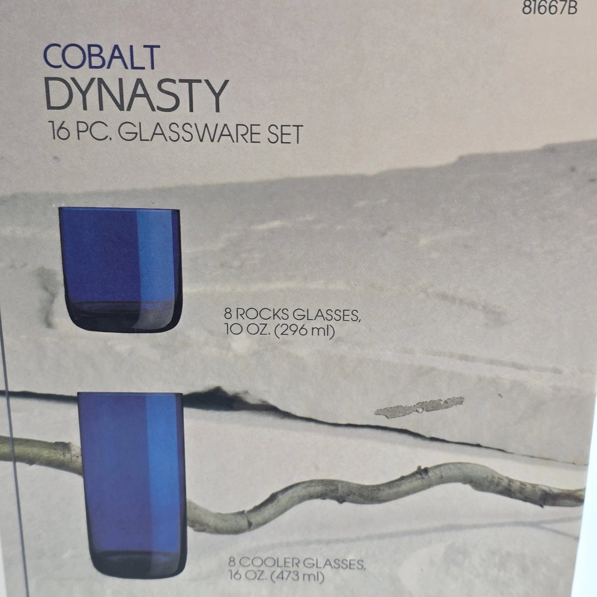 Libbey Fun-Damentals Cobalt Dynasty 16 Pc Glassware Set 81667B Boxed Sealed