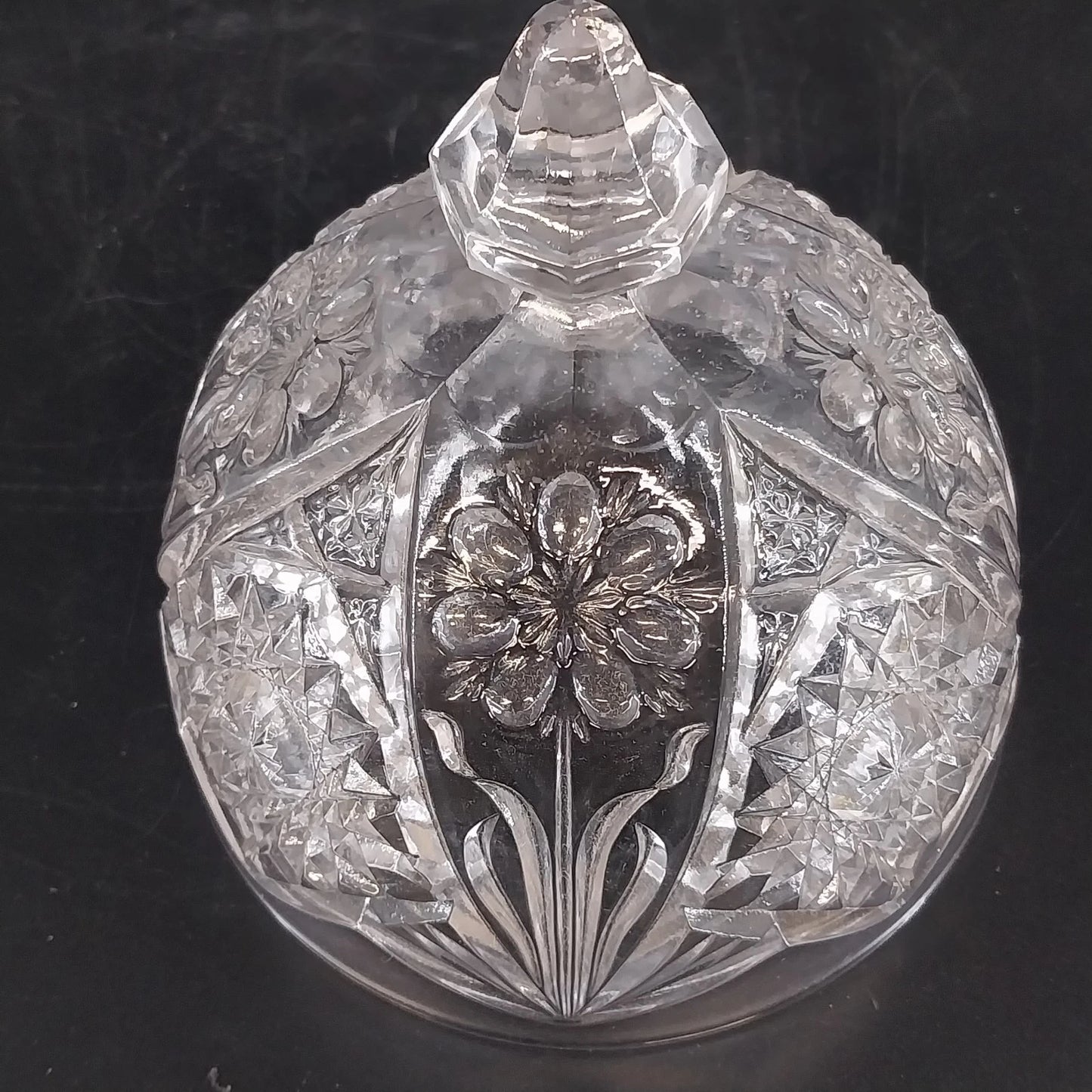 Imperial Glass Hobstar Covered Butter Dish Cheese Dome Clear Glass Sawtooth Vtg