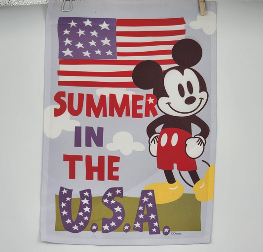 Disney Mickey Mouse "Summer in the USA" Garden Flag Banner Celebrate 90 Yrs 18"