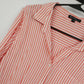 Velvet Heart Women's Peach White Striped Button Down Blouse Roll Tab Sleeve XL