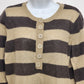 La Redoute Essentiels Striped Sweater Size 14/16 Beige Brown Button Front Macau