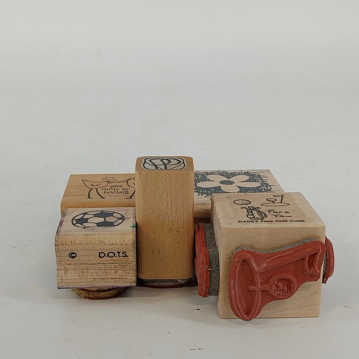 Wood Mounted Rubber Stamps Nature Sports Flower Craft Set 5 Collectible Vintage